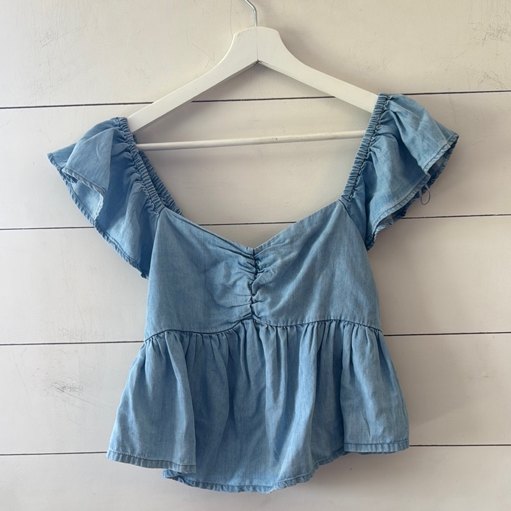 Lone Star Denim Flutter Top Size Small